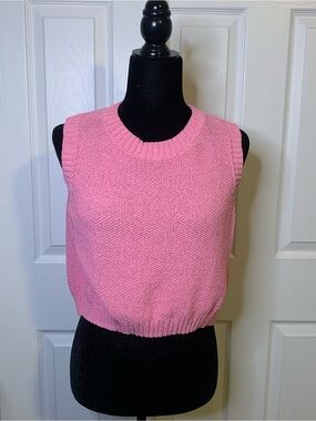 Pink Knit Sleeveless Sweater Vest